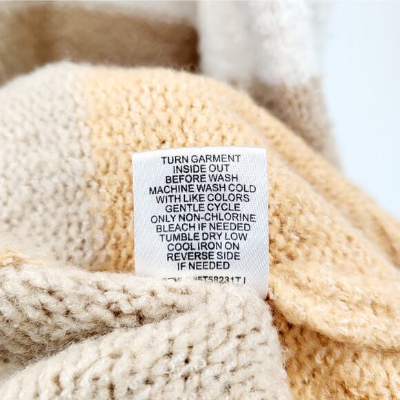 Freshman 1996 Orange Beige White Pumpkin Spice Cable Knit Long Cardigan Size M - Picture 7 of 7